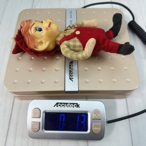 Vintage 1950's Felt Pixie Elf Overalls Christmas Ornament 6" - Picture 5 of 5